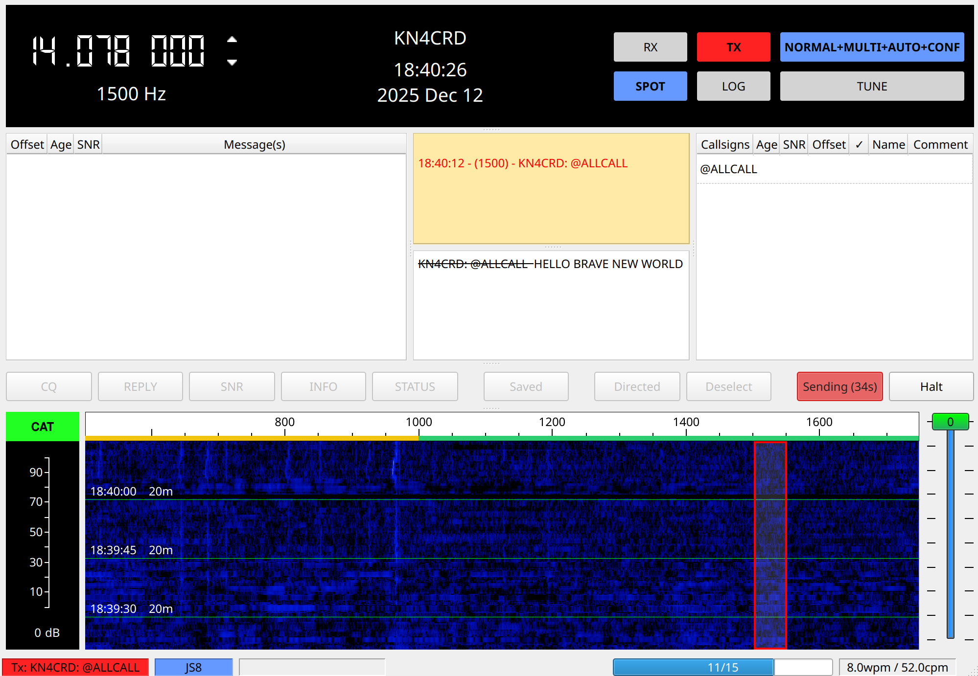 JS8Call application screenshot